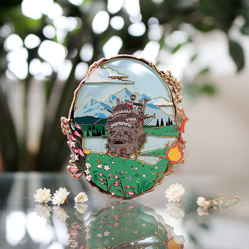 HMC Lakeview Day Variant Landscape Stained Glass Enamel Pin – Made