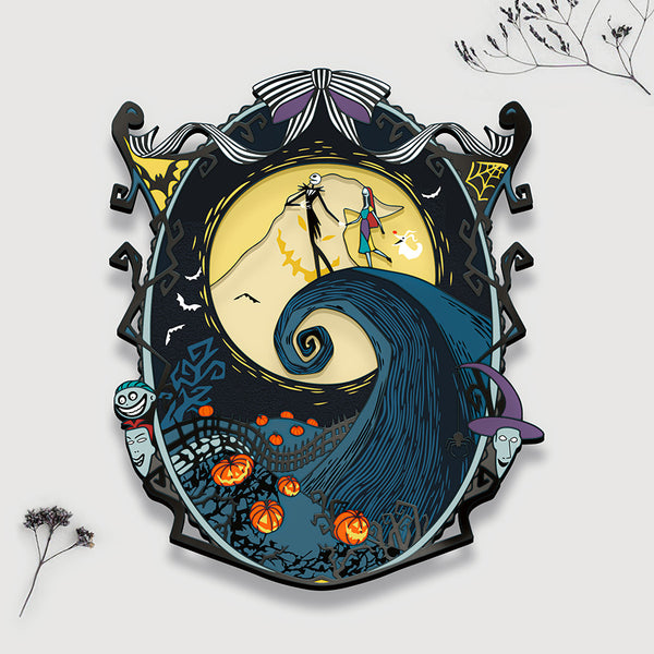 [Pre-Order] Patreon Exclusive NIGHTMARE BEFORE CHRISTMAS Landscape Stained Glass Enamel Pin