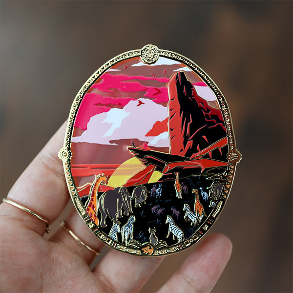 LE Patreon Exclusive Lion King Sunset Variant Landscape Stained Glass Enamel Pin