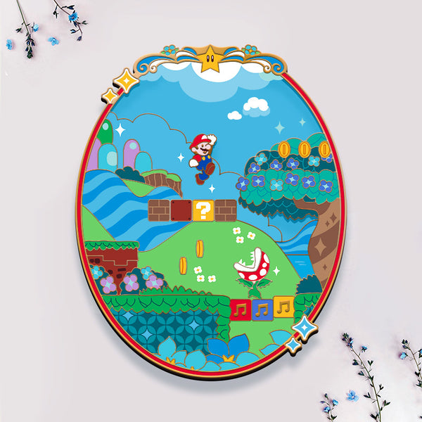 [PRE-ORDER] SUPER MARIO STAINED GLASS LANDSCAPE ENAMEL PIN