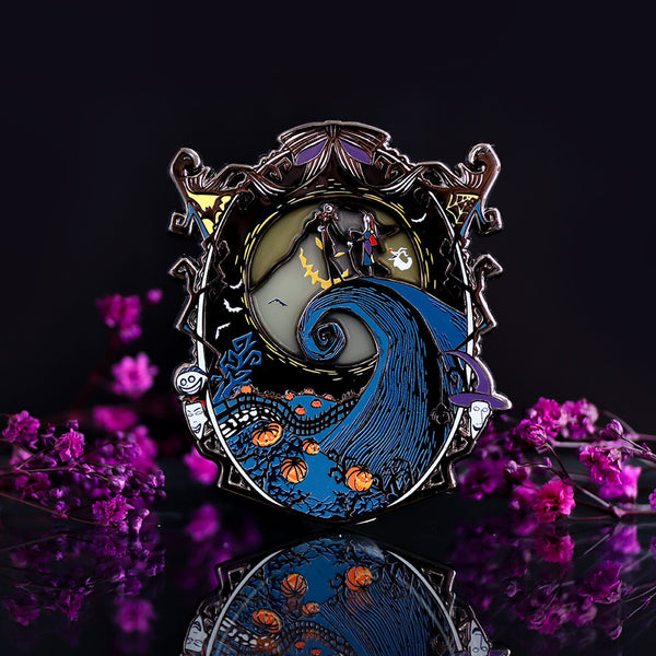 Patreon Exclusive NIGHTMARE BEFORE CHRISTMAS Landscape Stained Glass Enamel Pin