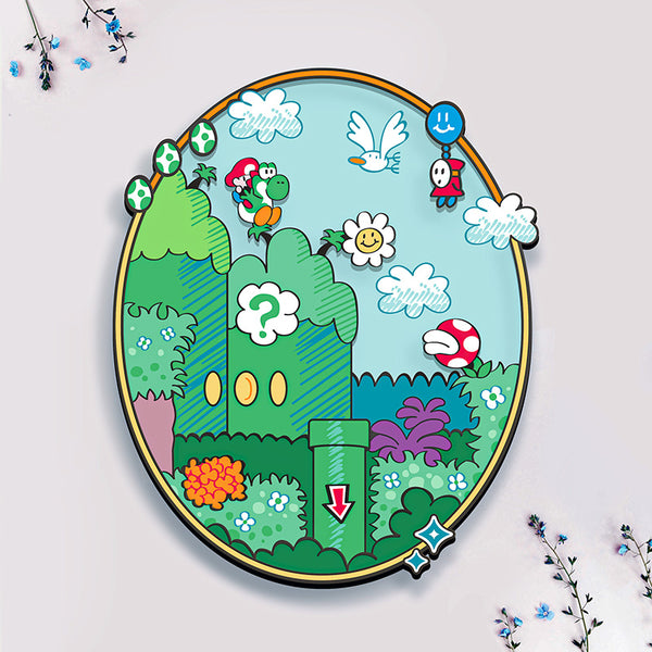 [PRE-ORDER] YOSHI'S ISLAND STAINED GLASS LANDSCAPE ENAMEL PIN