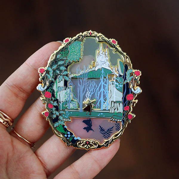 Patreon Exclusive Once Upon A Dream Stained Glass Landscape Enamel Pin