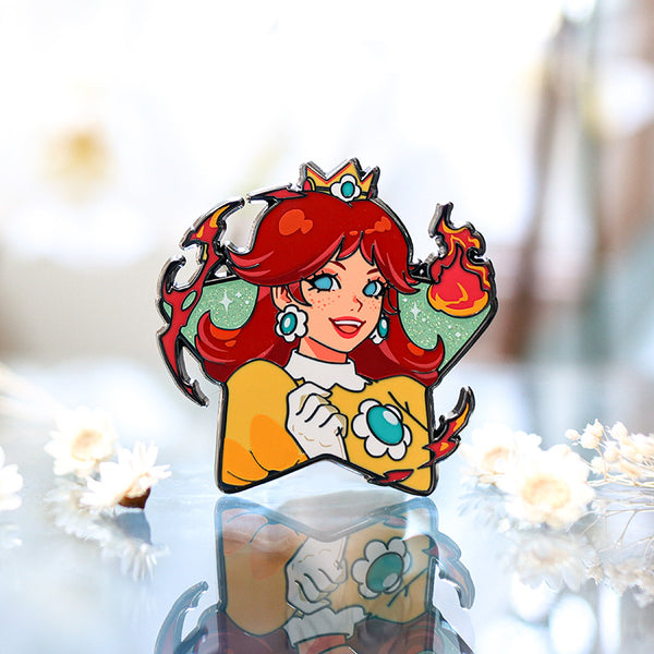 PRINCESS DAISY STAR GRAPHIC-STYLE MARIO GIRLS ENAMEL PIN