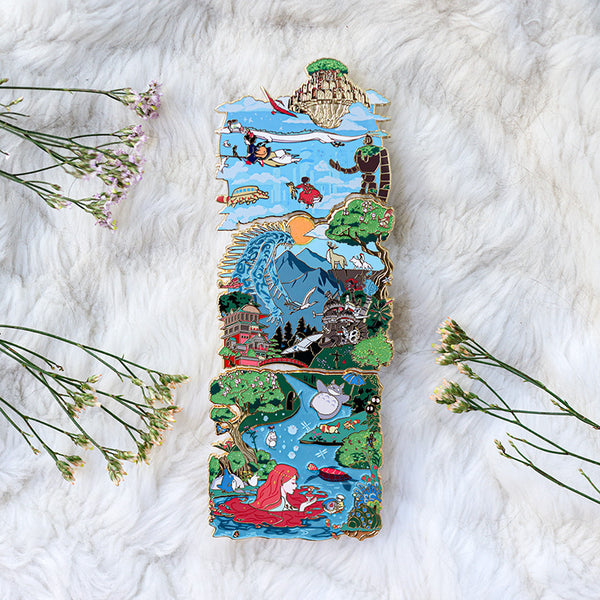 LE Ghibli "Sea Land and Sky" Landscape [Puzzle Piece Series] Enamel Pin Set