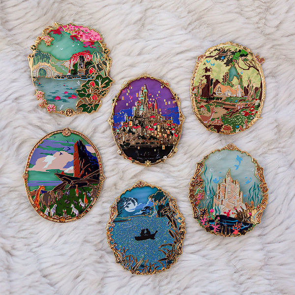 Patreon Exclusive Fantasy Landscapes Stained Glass Enamel Pin Bundle