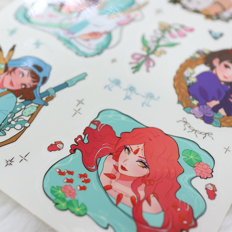 Ghibli Girls Transparent Sticker Sheet