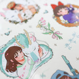 Ghibli Girls Transparent Sticker Sheet