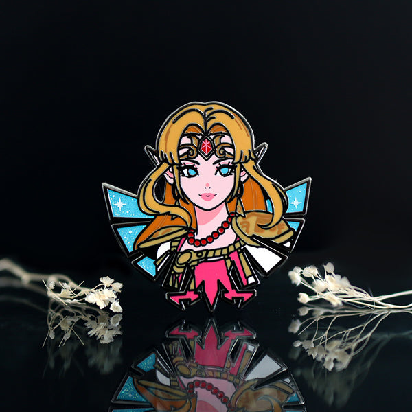 PRINCESS ZELDA GRAPHIC-STYLE GAMER GIRLS ENAMEL PIN
