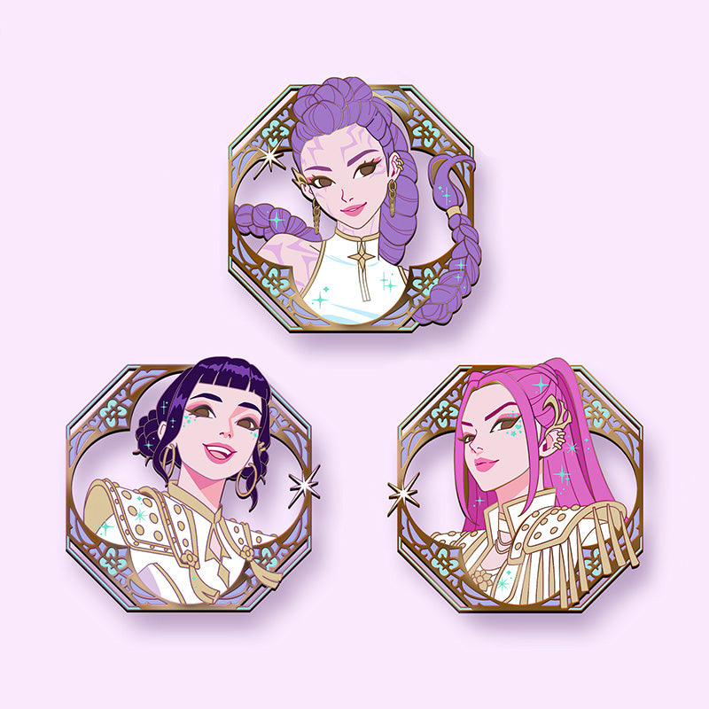 [PRE-ORDER] HUNTRIX GOLDEN GRAPHIC-STYLE KPOP DEMON HUNTERS ENAMEL PIN