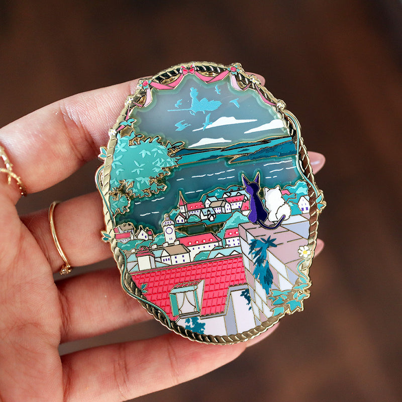 [PRE-ORDER SHIPS JULY] Kiki Ghibli Landscapes Stained Glass Enamel Pin