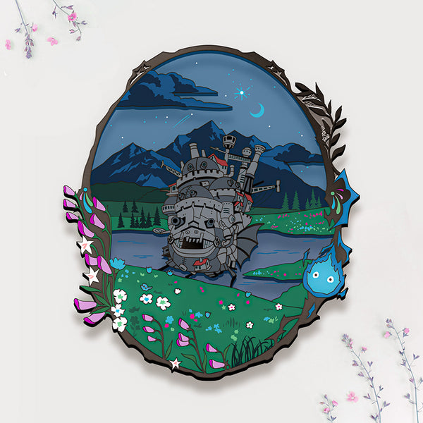 [Pre-Order] Patreon Exclusive HMC Lakeview Night Variant Landscape Stained Glass Enamel Pin