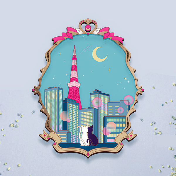 [PRE-ORDER] Tower Cityscape Moonie Stained Glass Landscape Enamel Pin