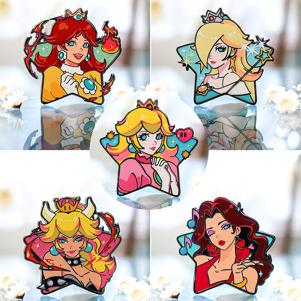 MARIO GIRLS STAR GRAPHIC-STYLE ENAMEL PIN SET