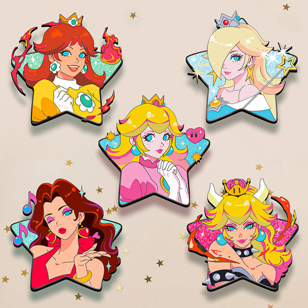 [PRE-ORDER] MARIO GIRLS STAR GRAPHIC-STYLE ENAMEL PIN SET
