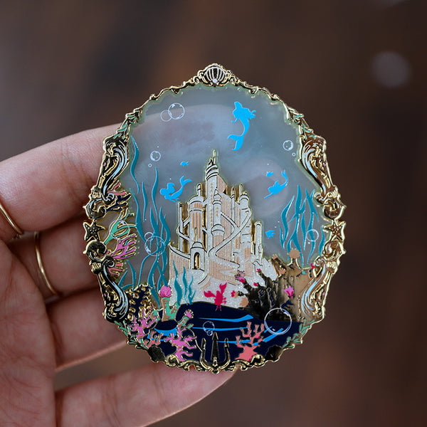 Patreon Exclusive Mermaid Kingdom Landscape Stained Glass Enamel Pin