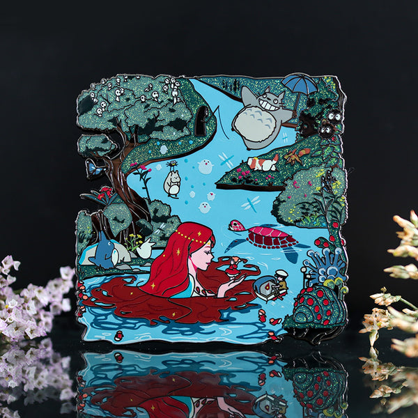 LE Patreon Exclusive Ghibli "Sea" Landscape [Puzzle Piece Series] Dusk Variant Enamel Pin