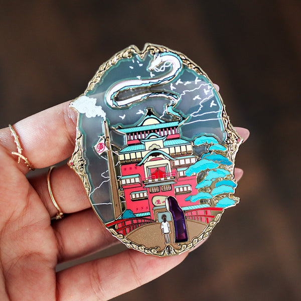 Spirited Away Ghibli Landscapes Stained Glass Enamel Pin