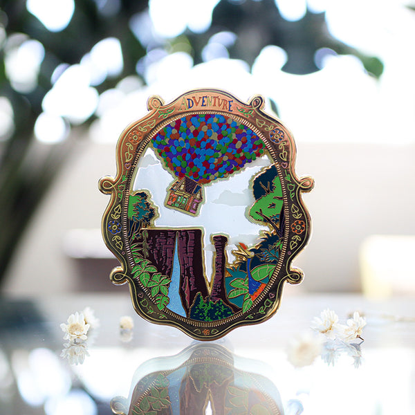 Patreon Exclusive UP Adventure Is Out There Stained Glass Landscape Enamel Pin