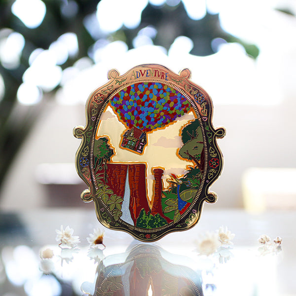 Limited Edition Patreon Exclusive UP Sunset Adventure Variant Stained Glass Landscape Enamel Pin