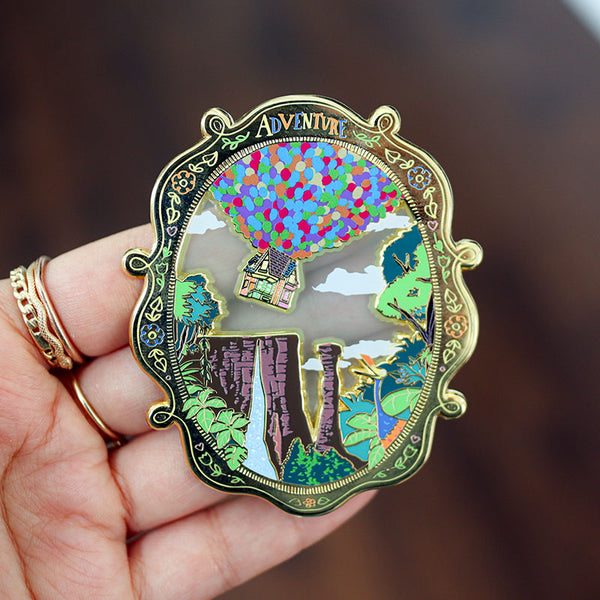 Patreon Exclusive UP Adventure Is Out There Stained Glass Landscape Enamel Pin